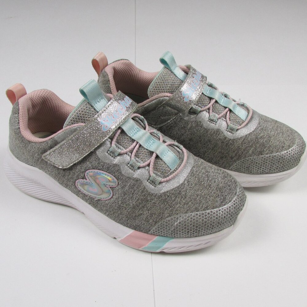 Skechers Slip On Velcro Light Grey Pink Girl's Big Kids Size 3.5 Sneakers Shoes
